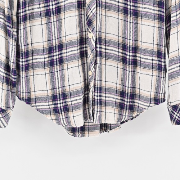 RAILS Hunter Top Womens Size S Button Blouse Stone Navy Fucshia Plaid Western - Picture 10 of 12